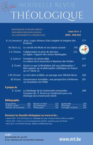 Nouvelle revue théologique, 147/2 - Avril-Juin 2025 -  Jésus, Logos devenu chair, exégète et exégèse des Écritures