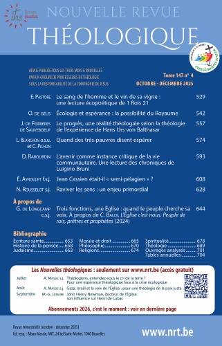 Nouvelle revue théologique, 147/4 - Octobre-Décembre 2025 - Le sang de l’homme et le vin de sa vigne : une lecture écopoétique de 1 Rois 21