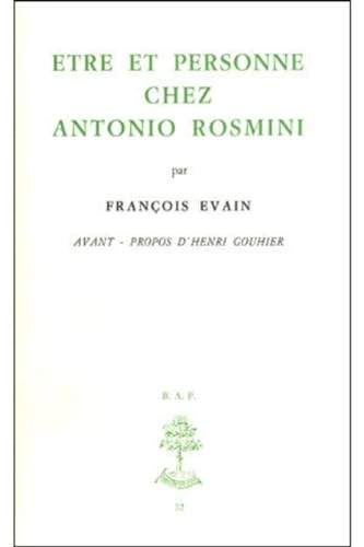 Etre et personne chez Antonio Rosmini