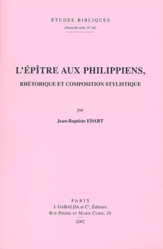 L'Eptre aux Philippiens: rhtorique et composition stylistique