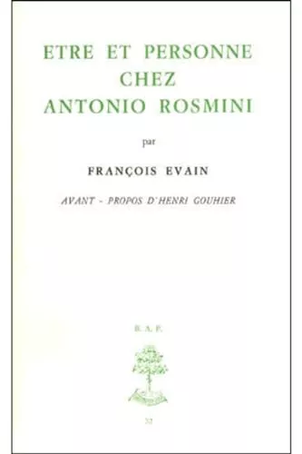 Etre et personne chez Antonio Rosmini