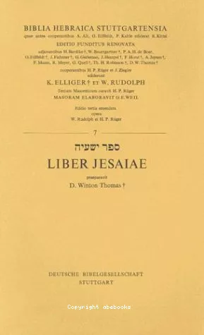 Biblia hebraica stuttgartensia. Liber Jesaiae