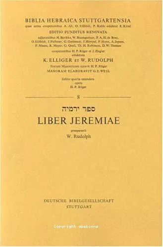 Biblia hebraica stuttgartensia. Liber Jeremiae