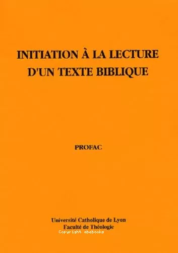 Initiation  la lecture d'un texte biblique