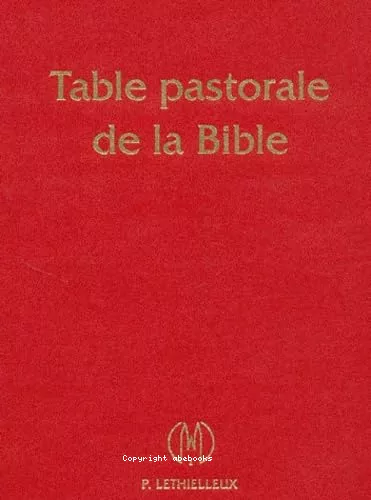 Table pastorale de la Bible : Index analytique et analogique