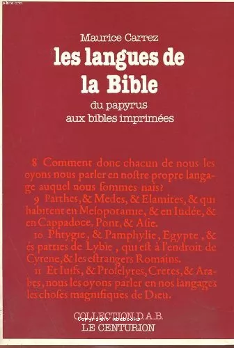 Les Langues de la Bible: du papyrus aux bibles imprimes