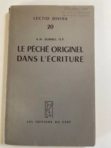 Le Pch originel dans l'Ecriture